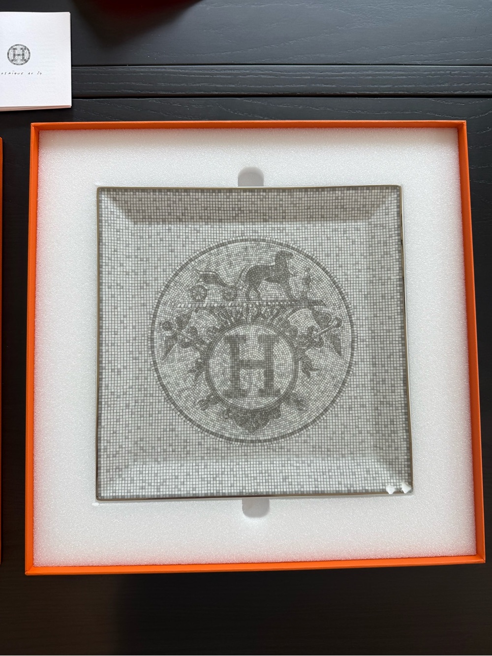 HERMES MOSAIQUE au 24 PLATINUM SQUARE PLATE n5 - Picture 4 of 9
